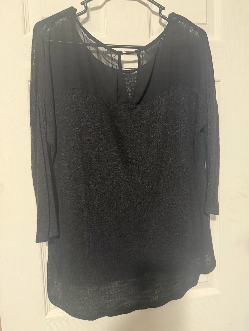 attention Black Sheer Yoke Long Sleeve Tunic Top